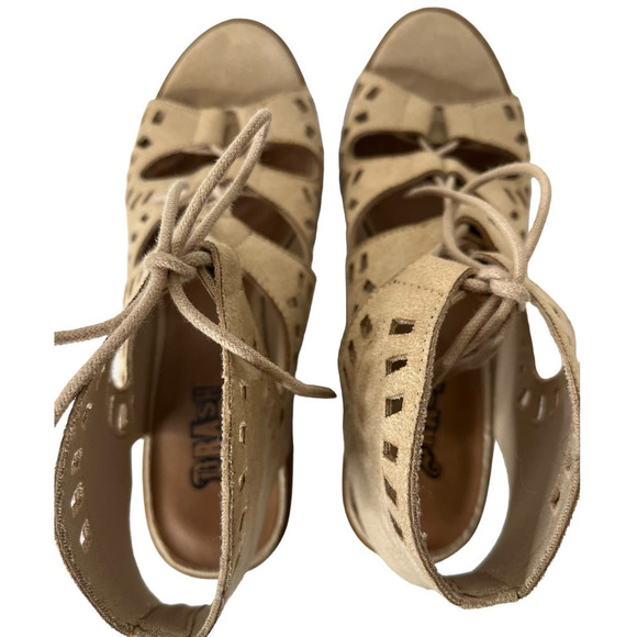 Brash Gladiator Cut Out Lace Up Open Toe Block Heel Women's Size 7 - Picture 5 of 6